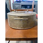 Vintage Brass Oval Trinket Box Decorative Clasp Hinged Lid Storage Container