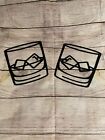 Set Of 2- Whiskey Glasses W  Ice -metal Art Decor