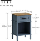 Small Farmhouse Nightstand  Wood Night Stand Set  End Table With Drawer  Blue
