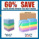50 Pack Microfiber Cleaning Cloths - Assorted Colors For Home   Car Use