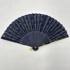 Auth Celine Triomphe Hardware Monogram Folding Fan Navy W  Box 2y5146