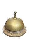 Vintage antique Brass Service Bell Hotel Counter Heavy Ornate Cast Iron Base
