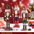 3pcs 12   Nutcracker Soldier Wooden Vintage Christmas Home Decor Gift Red Green
