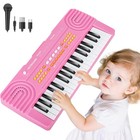 37-key Pink Piano Keyboard Toy For Kids - Microphone  Music Instrument Gift For