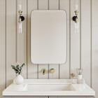 Vintage-style Bathroom Wood Black Cabinet With 16 5  x24   Curved Mirror  Recess