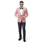 Shawl Lapel Velvet Tuxedo Pastel Pink 1 Button Suit Black Pants Flat Front Azar