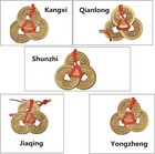 2 Chinese Knot Lucky Coins Feng Shui I-ching Fortune Coin And 5 Red 