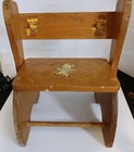 Vintage 1960 s Child s Chair Step Stool Foldable Wood 14  Wide  step Or Sit 