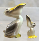 Vintage Hagen Renaker Miniature Mama   Baby Pelican Figurines Porcelain Retired