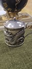 Antique Chinese Export Silver Dragon Mustard Pot 90 Silver Lidded Condiment Jar