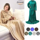 Deluxe Stylish Microplush Sleeved Fleece Blanket Soft Home Sofa