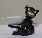 Vtg Ashtray Held By Black Cat Huge Red Smile Mischievous Drunk Ceramic Germany