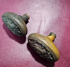 2 Oval Antique Victorian Door Knob Eastlake Aesthetic Hardware Bronze Brass