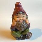 Vintage 1970s Ceramic Garden Gnome Hand-painted Glazed Elf Decoration Sitting