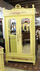 French Louis Xvi Painted Armoire   Antique Mirrored Wardrobe Floral Motif