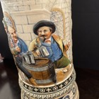 Vtg 13    Tall Antique German Beer Stein Friends In A Pub With Ornate Lid