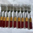 1930s Bakelite 28 Piece Flatware Red   Butterscotch Art Deco-see Description