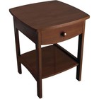 Wood Curved End Table night Stand With One Drawer Bedroom 22 X 18 X 18-inch