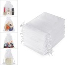 200 Pack Premium Sheer Organza Bags  White Wedding Favor Bags  Jewelry Gift Bags
