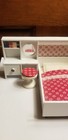 Vintage Lundby Dollhouse Miniature Bedroom Suite Headboard Bed   Stool