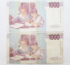 Lot Of 2 Italy 1000 Mille Lire Banknotes 1990 Banca D italia Montessori