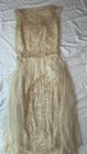 Antique 1900s Edwardian Pearl Beaded Wedding Dress 3d Silk Ribbon Lace Gown