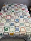 Vintage Patchwork Feed Sack Quilt 76x88 Estate Find