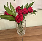 Vintage Antique Heavy Glass Floral Vase  8 1 2  