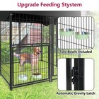 Outdoor Dog Playpen Large Cage Pet Metal Fence Kennel W  Waterproof Cover bowl