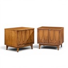 Broyhill Brasilia Mid Century Walnut Commode Nightstands - Pair