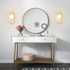 Gold Glass Globe Wall Sconce Set Of 2 Mid-century Modern Vintage Brass Oval Wall