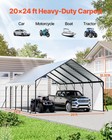 Vevor Heavy Duty Metal Carport 20 X 24 Ft Outdoor Car Shelter Garage For Boats