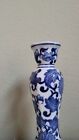 Vtg Antique Flow Blue White Porcelain Taper Candle Holders Delft Oriental Style 