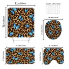 Leopard Shower Curtain 4pcs Cheetah Butterfly Shower Curtain Sets With Rugs
