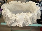 Vintage Bassinet Cotton Dust Ruffle Skirt Embroidered Floral Pattern 26x12    Sale