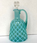 Northwood hobbs Brockunier Turquoise blue Opalescent Ribbed Opal Lattice Cruet