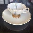 Vintage Disneyland Disney Mini Cup   Saucer Tinker Bell Castle Gold Trim