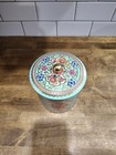 Vintage Dutch Metal Colorful Daher Tin Made In England Floral W lid