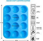 12 Cups Silicone Muffin Pan 2 Pack - Cupcake Pan Nonstick Silicone Molds Great F