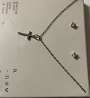      A New Day Earring And Cross 18 Inch Necklace Set Sterling Silver      No Box