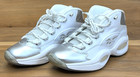 Reebok Men s Size 9 Allen Iverson Mid White silver 25th Anniversary Silver Toe
