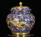 6 8  Qing Qianlong Marked Enamel Colour Porcelain Dragon Beast Pot Jar Crock