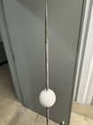 Antique Lightning Rod W  Stand   White Milk Glass Ball 64 h Copper Rod