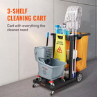Cleaning Cart 3-shelf Commercial Janitorial Cart 200 Lbs  Capacity Plastic House