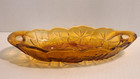 Vintage Indiana Glass Amber Golden Lily Pons Pickle Relish Dish With Handles