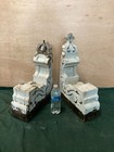 Pair Antique Shabby White Wood Corbel Roof Brackets Old Vtg Chic 528-26e