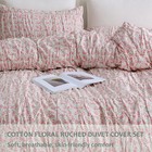 Ruched Pink Flower Duvet Cover Queen Size 100  Cotton Reversible Floral Duvet   
