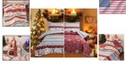 Lightweight King Size Christmas Quilt Bedspread Set With Deer   Snowflake Design