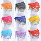 Womens Belly Dance Hip Skirt Scarf Wrap Belt Hipscarf W gold silver Coins Usa