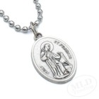 Italian Made Oval Saint Francis Medal Necklace - Zinc Alloy  Silver  24  Chain